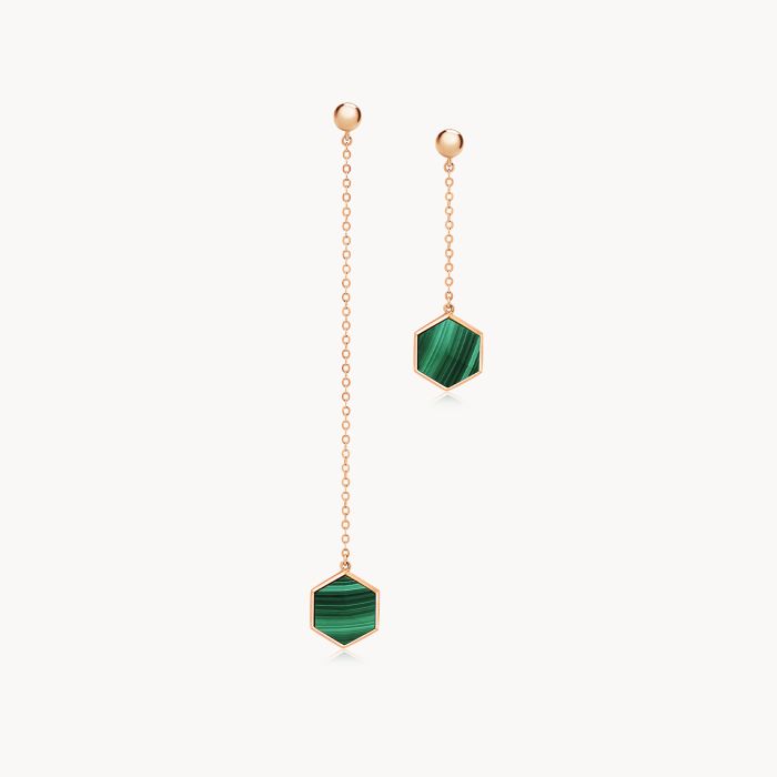 18K Rose Gold with Malachite Earrings